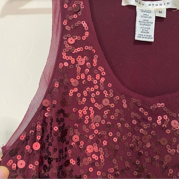 Max Studio burgundy sequined sleeveless cocktail dress Size M - Picture 7 of 7